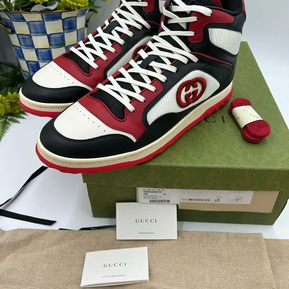 Men’s Gucci Mac 80 leather high top sneaker size 12.5 made in Italy